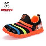 巴布豆（BOBDOG）毛毛虫童鞋男童春季新款儿童休闲运动鞋女宝宝鞋子 黑/焰火橙 25 适合脚长15.0cm