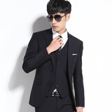 yhv西服套装男士修身青年面试西装商务正装纯色大学生伴郎结婚成人礼 1615藏青色二扣 L (170) 建议110-125斤