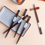 川岛屋日式樱花筷子家用实木高档家庭用快子木质网红防滑筷子套装