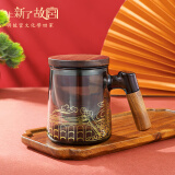 上新了文创 故宫泡茶杯 茶水分离杯 玻璃水杯男士生日礼物送男友 浮云沉香玻璃泡茶杯