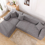 帕布（pabu）沙发套罩全包加厚玉米粒沙发套子全罩布艺皮沙发通用防滑保护罩 印象-雅灰（高档浮雕） 四人（适用235-300cm长度）单件