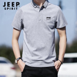 JEEP SPIRIT短袖t恤男透气夏季翻领polo衫男速干冰丝休闲运动上衣 灰色4XL