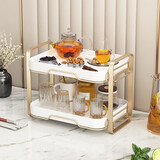 积米 水杯架厨房收纳架杯子架马克杯架放玻璃杯水杯架子置物架家用托盘沥水晾杯多功能办公室杯子放置架 【升级版】二层金色杯架