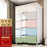 ME卡通宝宝衣柜简易柜子玩具储物柜大号抽屉式收纳柜儿童婴儿床头柜 马卡龙-60cm宽 5层