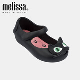 梅丽莎（melissa）卡通小猫咪鱼嘴魔术贴时尚休闲小童单鞋30901 黑色/粉色 24 （内长约14.5cm)