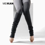 美看（MEIKAN）瑜伽袜套冬季保暖过膝长筒袜女 加长堆堆袜护腿护膝袜 深灰色 1双