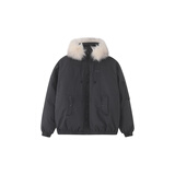 F426【赵露思同款】新国标90绒加厚大毛领工装派克连帽羽绒服 深灰色 XL