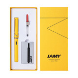 LAMY德国进口 凌美(LAMY)狩猎者钢笔墨水笔礼品笔套装礼盒 含吸墨器+墨胆 小礼盒 高颜值送学生老师 亮黄色EF尖(墨囊礼盒)