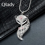 Qlady狐狸毛衣链长款百搭简约配饰奢华贵族女士毛衣挂件项链时尚饰品吊坠衣服装饰挂饰生日礼物 白金色