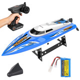 优迪玩具（UdiR/C）遥控船快艇高速游艇电动户外水上玩具船模型飞艇赛艇轮船儿童礼物 大号42厘米-蓝色-1个充电电池