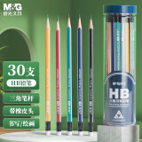 晨光(M&G)文具HB铅笔30支 彩色抽条三角木杆铅笔 学生书写美术素描绘图木质铅笔带橡皮头AWP30936
