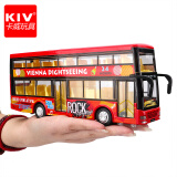 卡威（KIV）合金双层公交车玩具车男孩大号巴士儿童玩具车大巴公共汽车 卡通双层红色6016B
