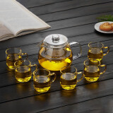 诗米乐 茶壶泡茶壶耐热玻璃壶加厚玻璃茶具带嘴茶杯泡茶器家用功夫茶具 一壶六杯