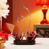 诺诗曼结婚礼物高端轻奢高级感天鹅摆件客厅卧室装饰品生日礼物送女朋友 【厂家发货】珐琅彩天鹅摆件 红色 /常规无字