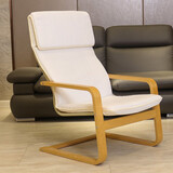 木轮 佩洛休闲椅 网红卧室懒人单人阳台摇摇椅躺椅沙发椅阅读小型实木 白色 佩洛休闲椅