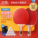 双鱼（DOUBLE FISH） 乒乓球拍初学者成品拍双面反胶皮套装快攻型学生业余训练乒乓拍 横拍 636 双横长柄