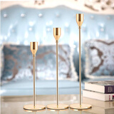 皇太傅 烛台套装3个烛光晚餐蜡烛装饰北欧情人节礼物送女友浪漫婚庆道具 香槟金3件套【含蜡烛】