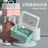 转转熊奶瓶晾干架沥水架带盖碗筷餐具收纳箱防尘置物架水杯干澡架奶瓶刷 绿色
