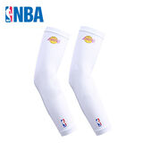 NBA休闲篮球护臂勇士热火骑士队长款男女袖套透气护手臂加长护肘 湖人队白色2只 M