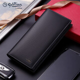 金利来男士钱包男长款真皮手包手拿包头层牛皮夹新款卡包情人节礼物送礼 长款-黑色（带礼盒套装）
