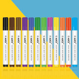 AUCS(傲世) 彩色白板笔套装12色 漂浮笔水中画画 控笔训练幼儿园 可擦水性儿童办公教学涂鸦笔 12支/盒