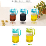 茶花（CHAHUA）油壶玻璃厨房欧式家用塑料油罐酱油瓶醋瓶醋壶装倒油瓶 550ml绿色+蓝色两只装