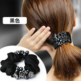 热卖水晶发圈头绳发绳扎头发皮筋弹力耐用头花头饰皮筋成人发饰品 双头发圈黑色