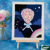 柚见檬（Pomelo Meet Lemon） 俄罗斯戳戳绣材料包毛线搓搓秀手工DIY材料包含教学 星空飞屋环游【25*30cm木框】+底座