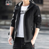 LED 夹克男连帽男士外套春秋季夹克男生休闲工装搭配痞帅气风衣服装 2002黑色 L (110-130斤)