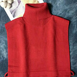 畅印秋冬假领子女毛衣针织套头假高领围巾假衣领毛线围脖装饰披肩脖套 高领红色