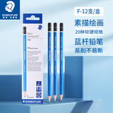 施德楼（STAEDTLER）F素描铅笔 100经典蓝杆专业美术手绘速写专用初学者考试画画工具12支/盒