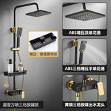 摩丹洁具（MODAN）黑色淋浴花洒套装全铜家用北欧式浴室沐浴淋雨喷头恒温花洒  E1 圆管黑金三挡冷热
