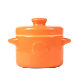 泥火匠陶瓷橘子橙400ml双盖隔水小炖盅宝宝辅食鸡蛋羹燕窝汤盅猪油罐子