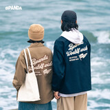 熊猫·本（ben.panda）【李晨同款】夹克男春季潮牌日系复古外套休闲宽松教练服情侣上衣 深卡其 2XL