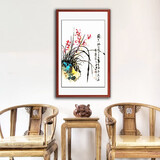 鸠祥 名人字画书法作品真迹办公室卧室字画书房客厅装饰画( 画芯） 颜俊鲁精品画四君子系列-兰香四溢46*69cm