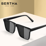 贝尔莎（bertha）墨镜男士户外运动开车专用防紫外线司机驾驶男女士高级感太阳眼镜 高清尼龙黑灰片-长方镜框