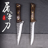 李麻子手工锻打屠宰剔骨分割专用小刀宰猪羊鸡鸭鱼卖猪肉档分割肉切肉刀 整套2把(带刀鞘）