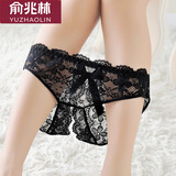 俞兆林情趣女士开裆内裤免脱诱惑性感内裤女三角裤全透明蕾丝网纱丁字裤 NK1525（黑色1件） 均码 （85-120斤）