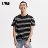 森马（Semir）短袖T恤男夏季时尚经典条纹圆领上衣日常简约装修身 黑白色调00391 165/84A/S