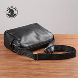 ANDSEEYOU品牌 真皮男包 新款头层牛皮软皮单肩包 简约小包斜挎包 横款时尚休闲商务背包 黑色