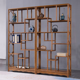 贡艺名居 红木家具非洲鸡翅木（学名：非洲崖豆木）简单博古架古董展示架 仿古中式实木玄关隔断多宝阁 一对(长192*厚30*高198)