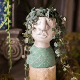 掬涵 诗人之家花瓶花盆绿萝艺术花器花盆干花个性装饰品人头人像雕塑 Boy（底部无孔） 大