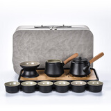 兿凡臻品便携式户外旅行功夫茶具套装带竹制茶盘旅行包整套快客杯茶壶茶杯 侧把壶11头旅行套装（带礼盒）