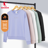 乔丹QIAODAN加绒卫衣女冬季保暖圆领针织套头衫女子运动上衣 灵动紫-331B-加绒 L