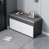 尋巧（SPERMEK）换鞋凳入户鞋柜门口带门坐凳鞋架一体玄关架子简约储物收纳柜 【三层带门款】60CM深灰拼白