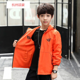 川孩童装男童外套儿童加绒加厚双面穿冲锋服秋冬装新品中大童男孩风衣 双面穿橙色(男款) 120 (偏小 建议身高1米~1米1)