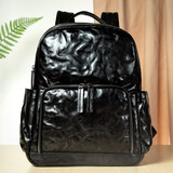 麦为通勤男士真皮双肩包商务休闲头层植鞣牛皮背包旅行包出差电脑包潮 黑色