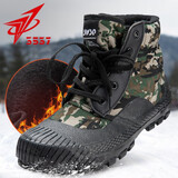 3537解放鞋男棉鞋高帮迷彩作训鞋登山鞋男冬季加绒加厚保暖防寒劳保鞋 深林色 42