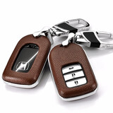 迪加伦 真皮本田钥匙包 21款 十代雅阁思域新CRV思铂睿XRV缤智钥匙套 男士汽车钥匙扣 天然棕(钥匙壳+钥匙扣) 本田专车专用智能钥匙