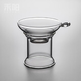 禾阳 玻璃茶漏茶滤 创意茶叶过滤网泡茶器茶隔漏斗茶具配件滤茶器 透明玻璃茶漏（纱网）